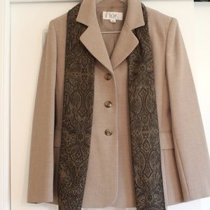 Tan Petite Le Suit Pantsuit Set with Scarf